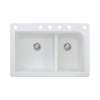 Samuel Mueller Renton 33in x 22in silQ Granite Drop-in Double Bowl Kitchen Sink with 6 CABDEF Faucet Holes, In White