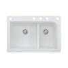 Samuel Mueller Renton 33in x 22in silQ Granite Drop-in Double Bowl Kitchen Sink with 5 CADEF Faucet Holes, In White