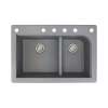 Samuel Mueller Renton 33in x 22in silQ Granite Drop-in Double Bowl Kitchen Sink with 6 CABDEF Faucet Holes, In Grey