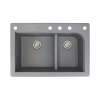 Samuel Mueller Renton 33in x 22in silQ Granite Drop-in Double Bowl Kitchen Sink with 5 CADEF Faucet Holes, In Grey