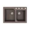 Samuel Mueller Renton 33in x 22in silQ Granite Drop-in Double Bowl Kitchen Sink with 4 ABCD Faucet Holes, In Espresso