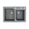 Samuel Mueller Renton 33in x 22in silQ Granite Drop-in Double Bowl Kitchen Sink with 3 ACD Faucet Holes, In Grey