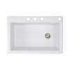 Samuel Mueller Renton 33in x 22in silQ Granite Drop-in Single Bowl Kitchen Sink with 4 CBDE Faucet Holes, In White