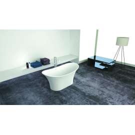 SMSAN6030-01 Avery 60-in x 30-in x 28-in Resin Stone Freestanding Bathtub With Center Drain, White (Velvet)