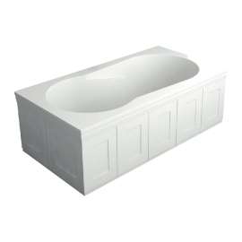 SMSBR6032-FBSS-01 Blair 60-in x 32-in x 19-in Resin Stone Freestanding Bathtub With Front Skirt Panel, Back Skirt Panel, Two End Skirts Panels And Center Drain, White (Velvet)