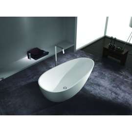SMSML6733-01 Mia Grande 67-in x 33-in x 22-in Resin Stone Freestanding Bathtub With Center Drain, White (Velvet)
