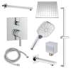SMSPSK129TH-3-PC Sadie Three Function Square ADA Pressure Balance With Hand Shower On Bar Shower And Tub Set, Polished Chrome