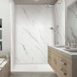 Silhouette 60-in X 60-in X 96-in Glue to Wall Tub/Shower Wall Kit - SMSWK606096-M
