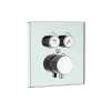 SMVAT2S-31PC ArgoTherm Two Function Square Thermostatic Valve And Trim With Push Buttons, Polished Chrome With White Glass