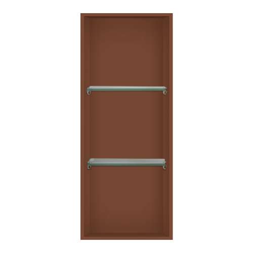 SMSTV3414-CO 14-in x 4-in x 34-in Recessed Stainless Steel Vertical Shower Storage Pod With Two Shelves, Coffee