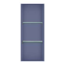 SMSTV3414-SF 14-in x 4-in x 34-in Recessed Stainless Steel Vertical Shower Storage Pod With Two Shelves, Sea Foam