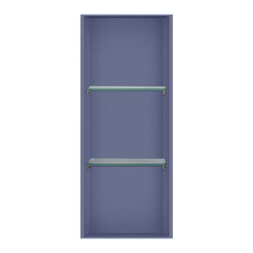 SMSTV3414-SF 14-in x 4-in x 34-in Recessed Stainless Steel Vertical Shower Storage Pod With Two Shelves, Sea Foam