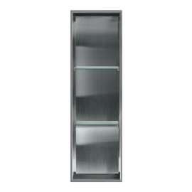 SMSTV4614-M 14-in x 4-in x 46-in Recessed Stainless Steel Vertical Shower Storage Pod With Two Shelves