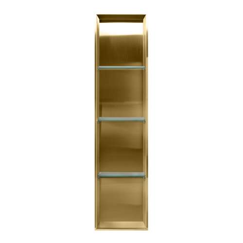 SMSTV5714-CB 14-in x 4-in x 57-in Recessed Stainless Steel Vertical Shower Storage Pod With Three Shelves, Champagne Bronze