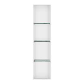 SMSTV5714-WH 14-in x 4-in x 57-in Recessed Stainless Steel Vertical Shower Storage Pod With Three Shelves, White