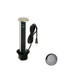 Pop-Up Power and Charging Station with 3-Socket and 2-USB Outlet in Gun Metal