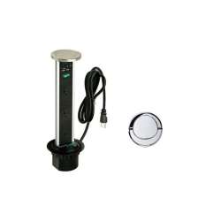 Pop-Up Power and Charging Station with 3-Socket and 2-USB Outlet in Stainless Steel