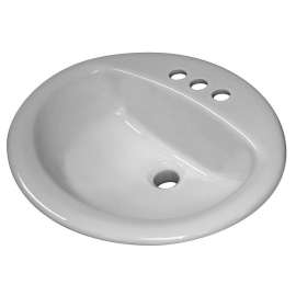 Lavatory Sink, Oval Drop-in, 4-in Centerset