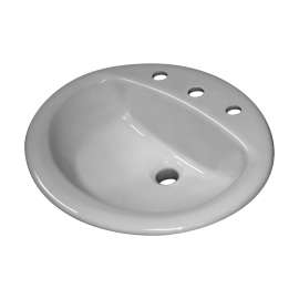 Lavatory Sink, Oval Drop-in, 8-in Centerset