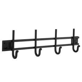 Quadruple Coat Rail in Black Wrought Iron
