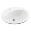 19-in x 19-in x 8-in Vitreous China Drop-In Round Bathroom Sink with Single Faucet Hole in White