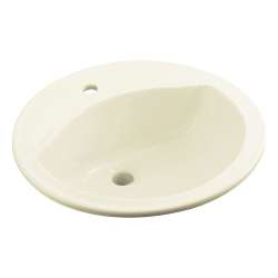 19-in x 19-in x 8-in Vitreous China Drop-In Round Bathroom Sink with Single Faucet Hole in Biscuit