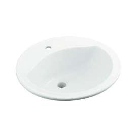 19-in x 19-in x 8-in Vitreous China Drop-In Round Bathroom Sink with Single Faucet Hole