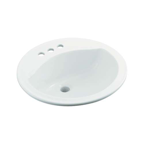 19-in x 19-in x 8-in Vitreous China Drop-In Round Bathroom Sink with 4-in Centers and Overflow