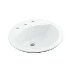 19-in x 19-in x 8-in Vitreous China Drop-In Round Bathroom Sink with 8-in Centers and Overflow