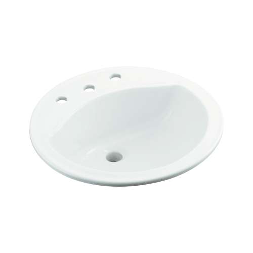 19-in x 19-in x 8-in Vitreous China Drop-In Round Bathroom Sink with 8-in Centers and Overflow