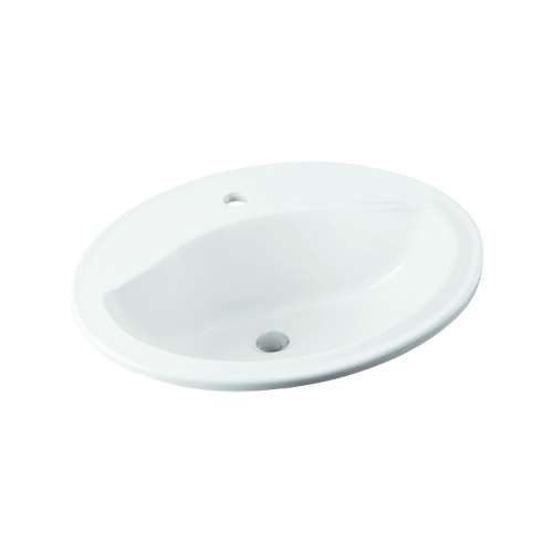 20-in x 17-in x 8-in Vitreous China Drop-In Oval Bathroom Sink with Single Faucet Hole