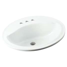 20-in x 17-in x 8-in Vitreous China Drop-In Oval Bathroom Sink with 4-in Centers