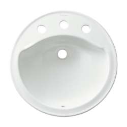 19-in x 19-in x 8-in Vitreous China Drop-In Round Bathroom Sink with 8-in Centers and Overflow in White