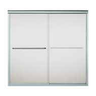 59.625-in x 55.75-in Frameless Bathtub Door in Silver with Frosted Glass Pattern