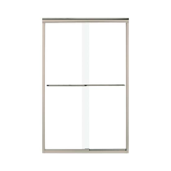 48-in x 34-in Shower Base, Walls and Door Kit, in White/Nickel with Clear Glass