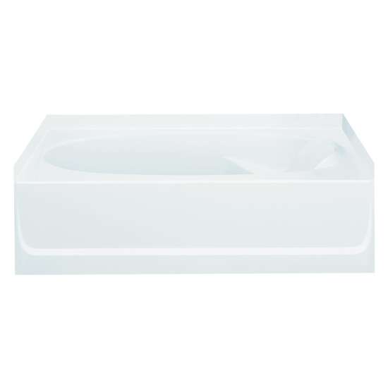 16-in x 36-in x 60.25-in Vikrell Oval in Rectangle Skirted Bathtub with Left-Hand Drain in White