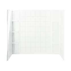 54.25-in x 37.5-in x 60-in Vikrell Bathtub Wall Surround in White