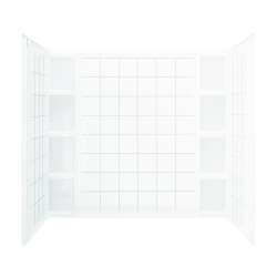 54.25-in x 43.5-in x 60-in Vikrell Bathtub Wall Surround in White