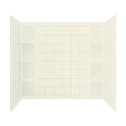 54.25-in x 43.5-in x 60-in Vikrell Bathtub Wall Surround in Biscuit