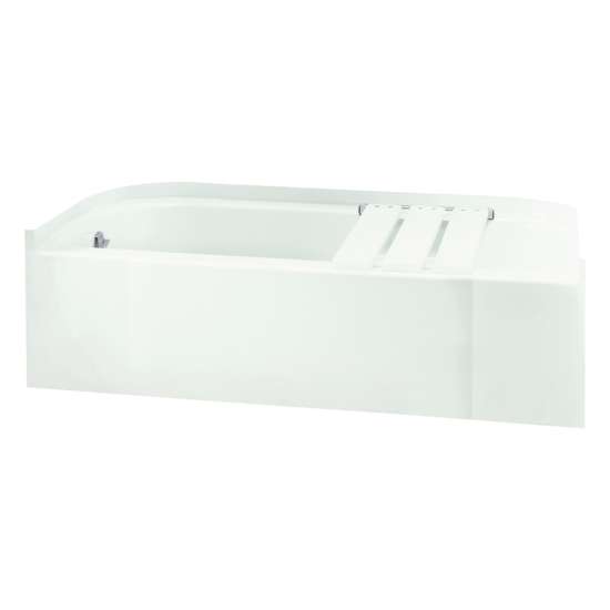 15-in x 30.5-in x 60.25-in Vikrell Rectangular Skirted Bathtub with Left-Hand Drain in White