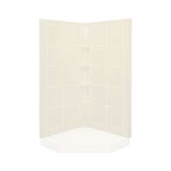 39-in W x 75-in H Corner Shower with Aging in Place Backerboards in Biscuit