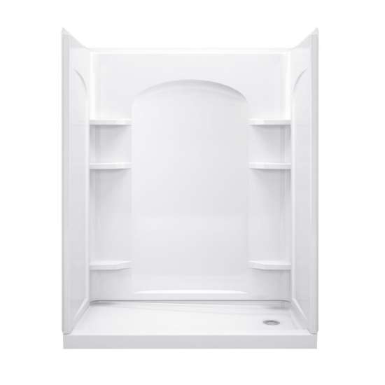 32-in W 60-in L x 74.5-in H 4-Piece Shower Stall with Age-in-Place Backers in White