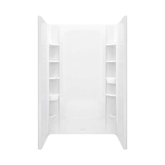 48-in x 34-in Shower Base, Walls and Door Kit, in White/Nickel with Clear Glass