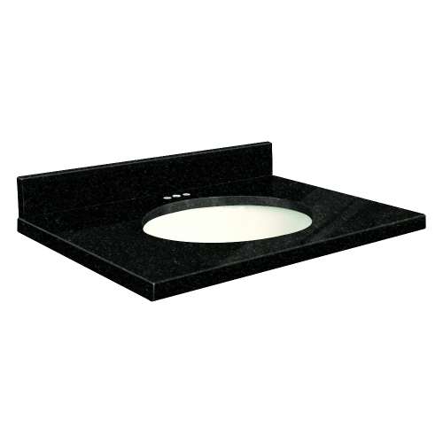 31in x 22in 2cm Thick Granite Vanity Top with Butterfly Edge Profile and 4in Spread Faucet Holes in Absolute Black