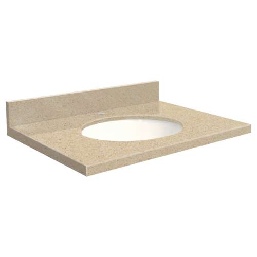 25in x 19in 2cm Thick Quartz Vanity Top with Butterfly Edge Profile in Durum Cream