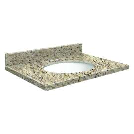 25in x 22in 2cm Thick Granite Vanity Top with Bevel Edge Profile and 8in Spread Faucet Holes in Giallo Ornamental
