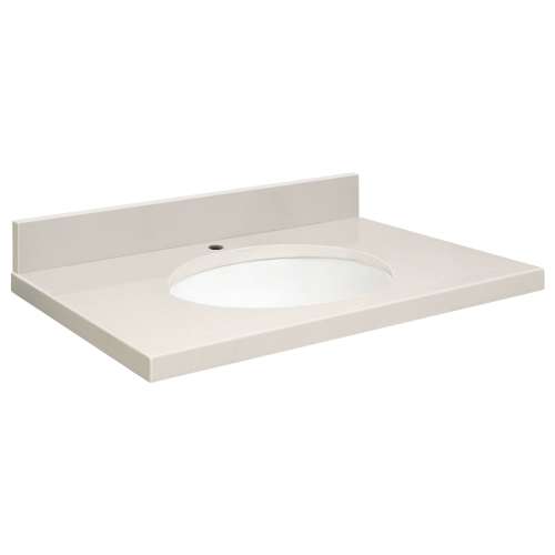 25in x 22in 2cm Thick Quartz Vanity Top with Bevel Edge Profile in Milan White
