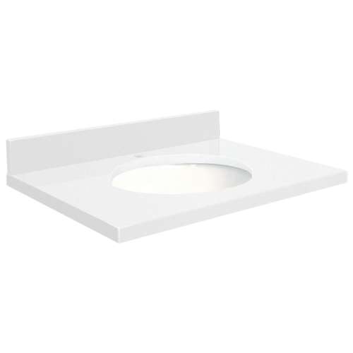 31in x 22in 2cm Thick Quartz Vanity Top with Butterfly Edge Profile in Natural White