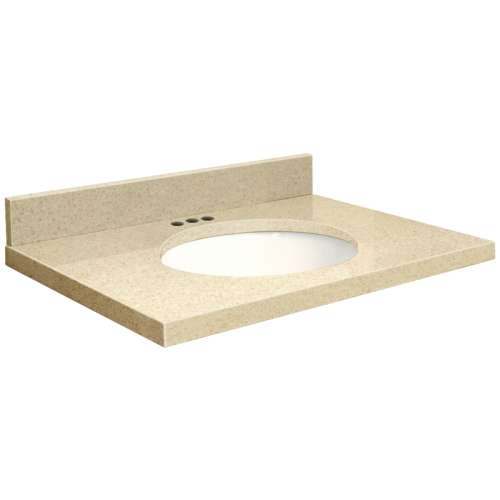 31in x 22in 2cm Thick Quartz Vanity Top with Bevel Edge Profile and 4in Spread Faucet Holes in Natures Path