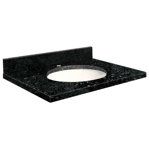 25in x 22in 2cm Thick Quartz Vanity Top with Bevel Edge Profile in Notte Black